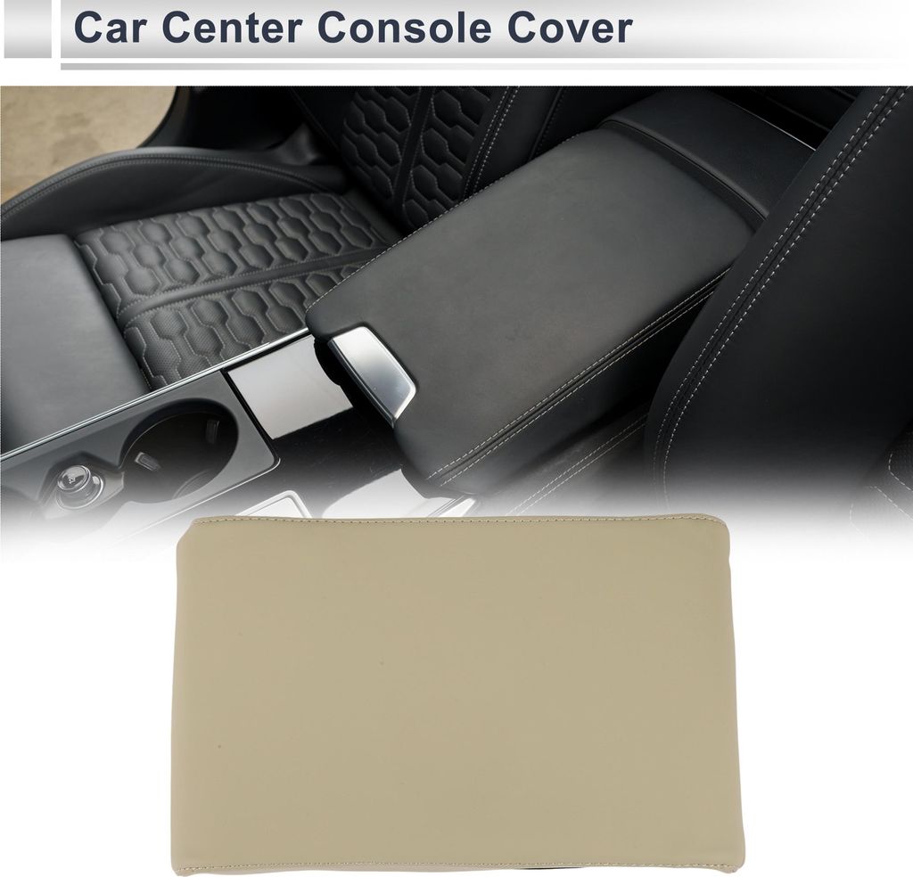 Auto Mittelkonsole Abdeckung Mittelkonsole Kissen 12.6"x7.87"x1.97" Beige Nappa Leder Memory Schaum