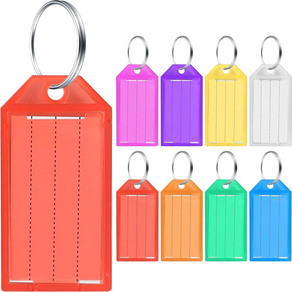32 beschreibbare Schlüsselanhänger - Bunte Schlüsselschilder - Kunststoff