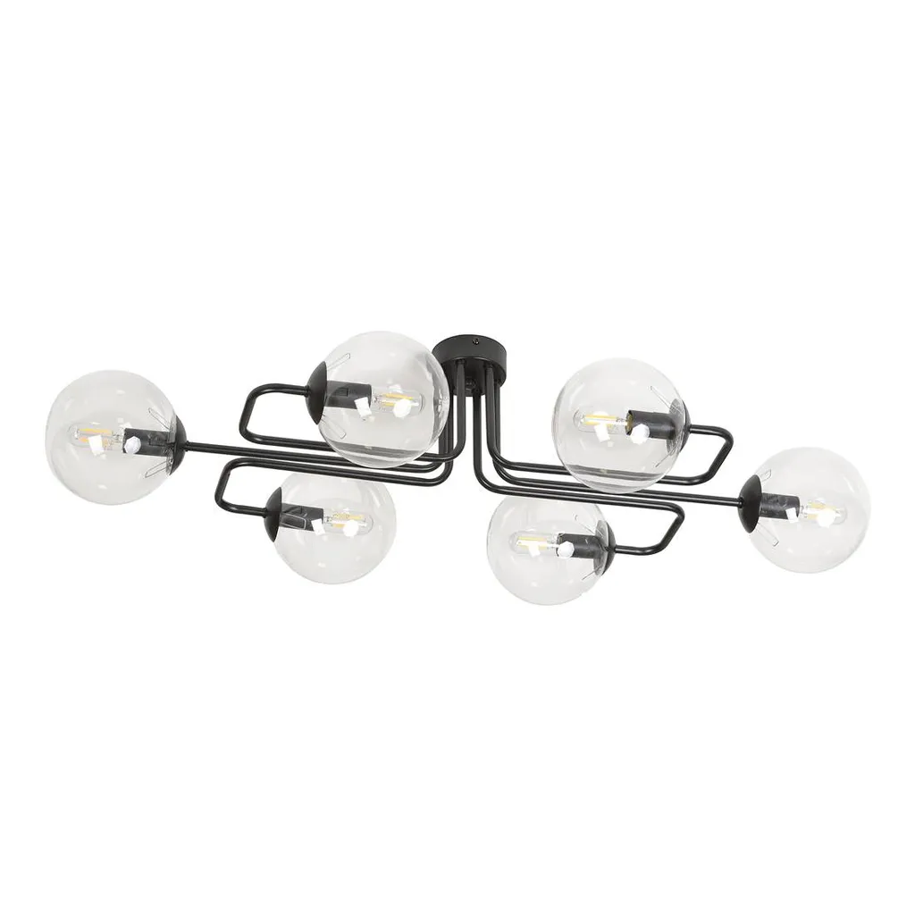 Lustre Emibig BRENDI 6A noir et transparent 6xE14 40W 831/6A chic