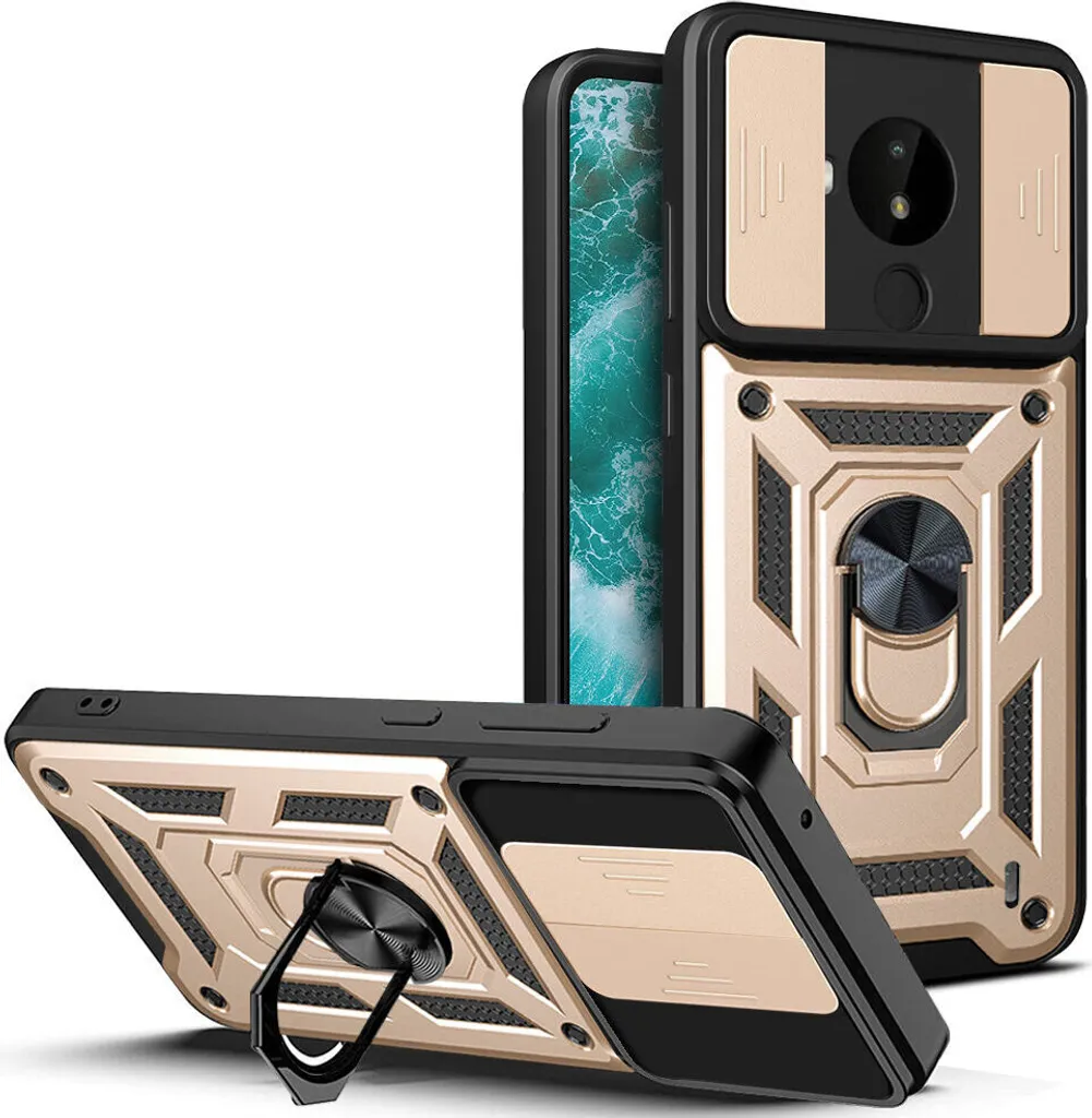 Offerta Custodia Nokia C30 Oro: Anello 360°, TPU Antiurto e Design