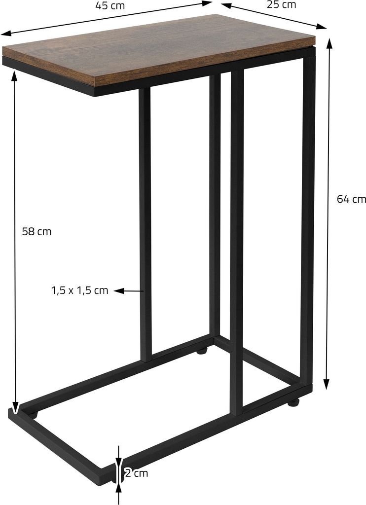 ML-Design Beistelltisch in C-Form, Schwarz-Braun, Produktbild 5