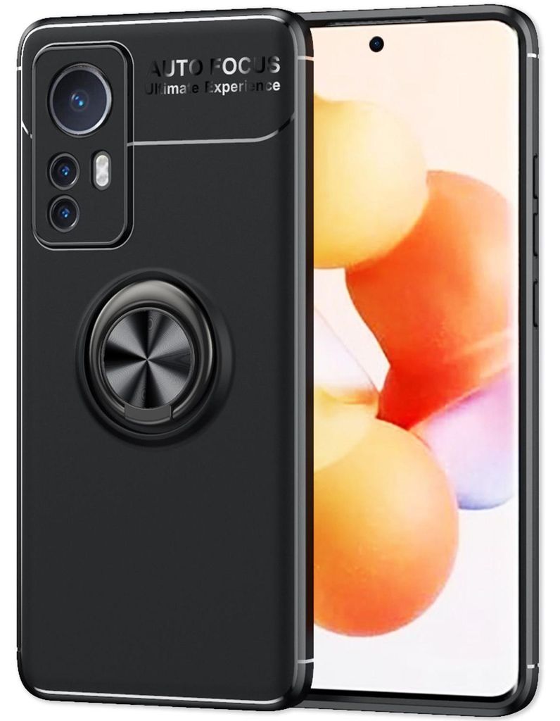 Matt-Schwarze Ringhülle für Xiaomi 12 / Xiaomi 12X - Handy Produktbild 