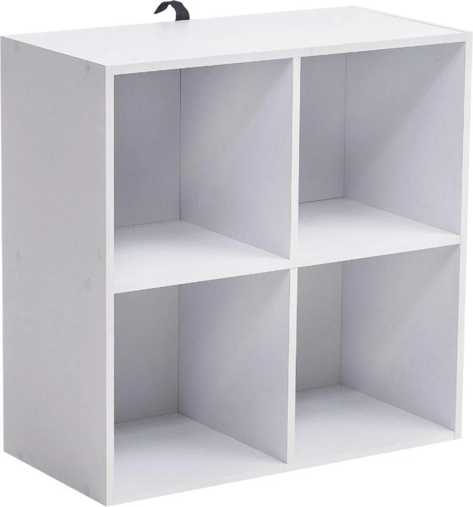 Meuble de rangement cube blanc bibliothèque 4 cases en bois design