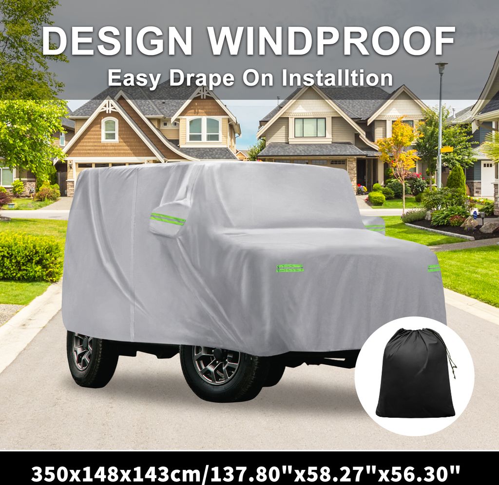 Wasserdichte Autoabdeckung Auto Outdoor Vollabdeckung für Daihatsu mit winddichtem Seilhaken 350x148x143cm/137.80"x58.27"x56.30" Silberton