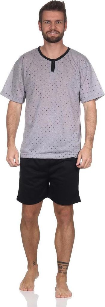Herren Pyjama Short und T-Shirt Schlafanzug, Grau/XL Produktbild 