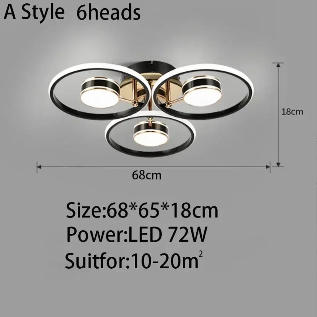 Lustre Plafonnier Moderne 6 Têtes - Éclairage LED Salon Dimmable à Distance