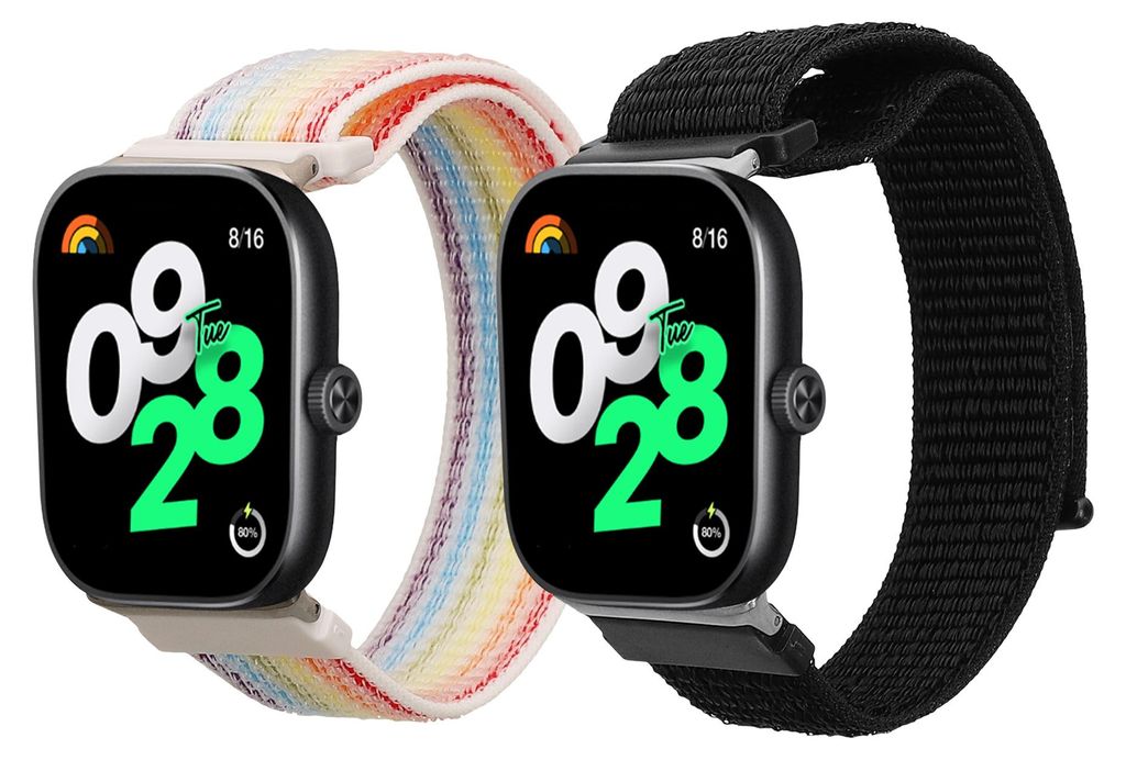 kwmobile 2x Uhrenarmband für Xiaomi Redmi Watch 4 / Band 8 Pro Armband - Fitnesstracker Band Set aus Nylon - Ersatzarmband Smartwatch - Schwarz