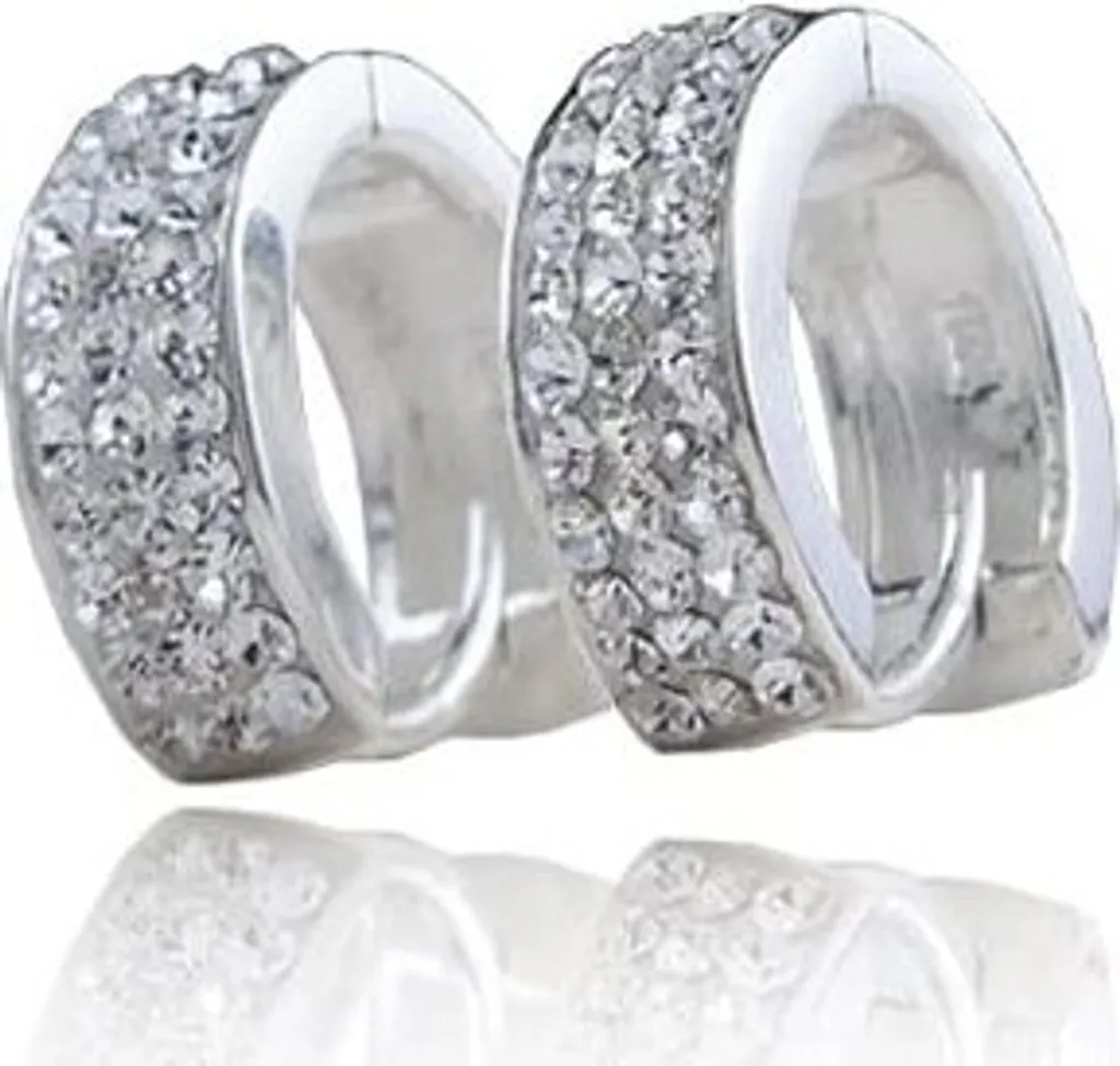 Orecchini Cerchio Argento 925 con Cristalli Bianchi Unisex - Alta Gioielleria