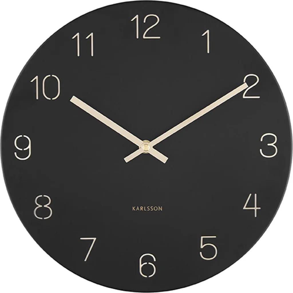 Karlsson Pendentif Horloge Murale Petit Modèle Noir Chiffres Gravés