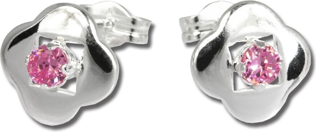 SilberDream Ohrstecker Damen Silber rosa Kleeblatt Zirkonia Ohrringe SDO544A