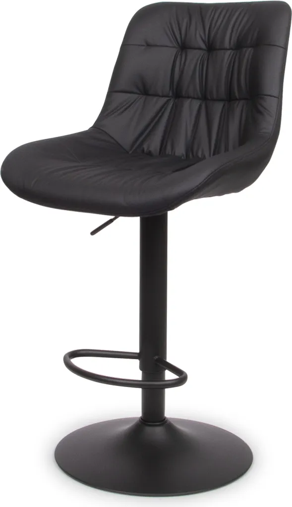 Tabouret de Bar Beja Noir en Métal et Similicuir - Confort Ergonomique