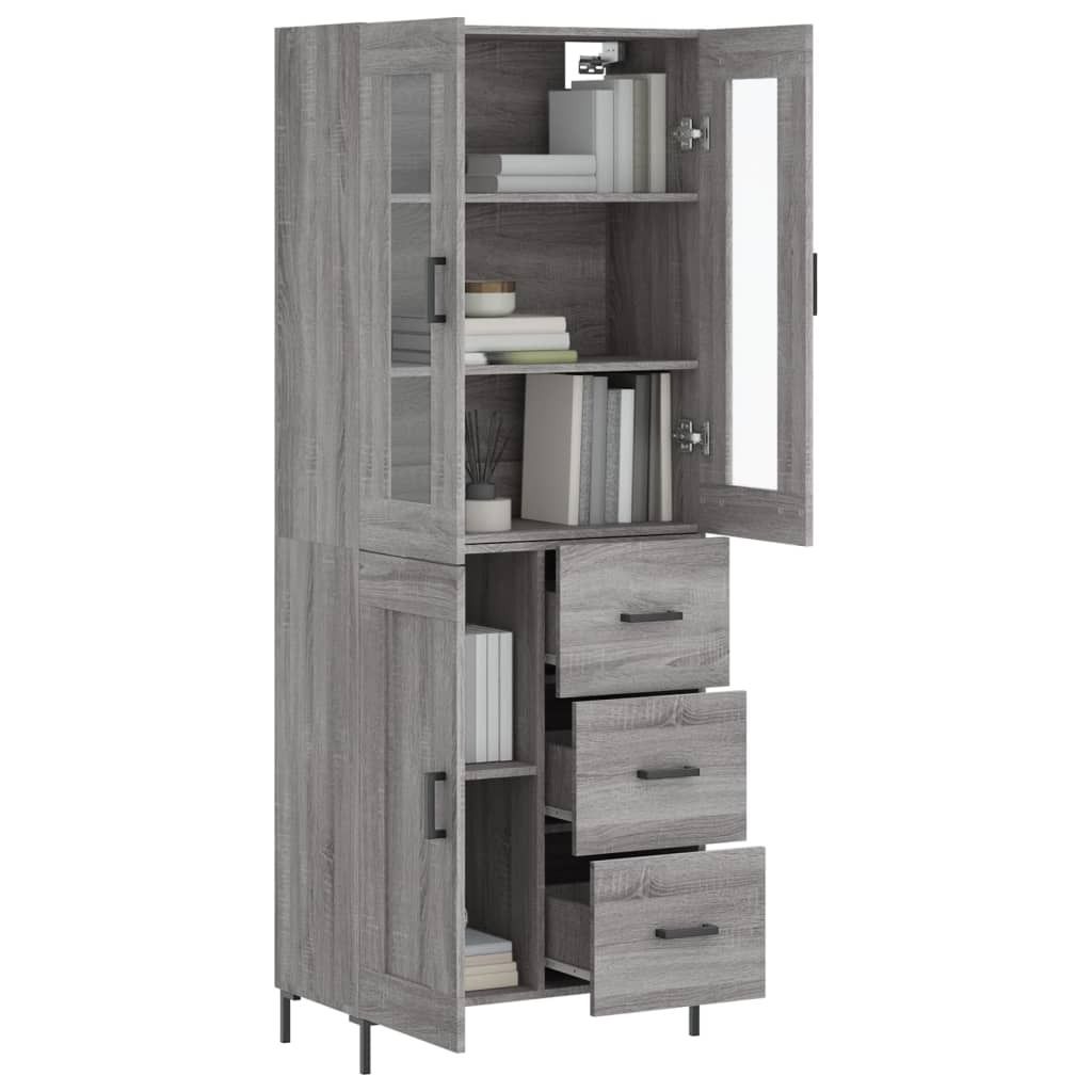 Möbel Highboard Modernes Design - Mehrzweckschrank Anrichte - Kommde für Flur - Grau Sonoma 69,5x34x180 cm Holzwerkstoff Top3331427