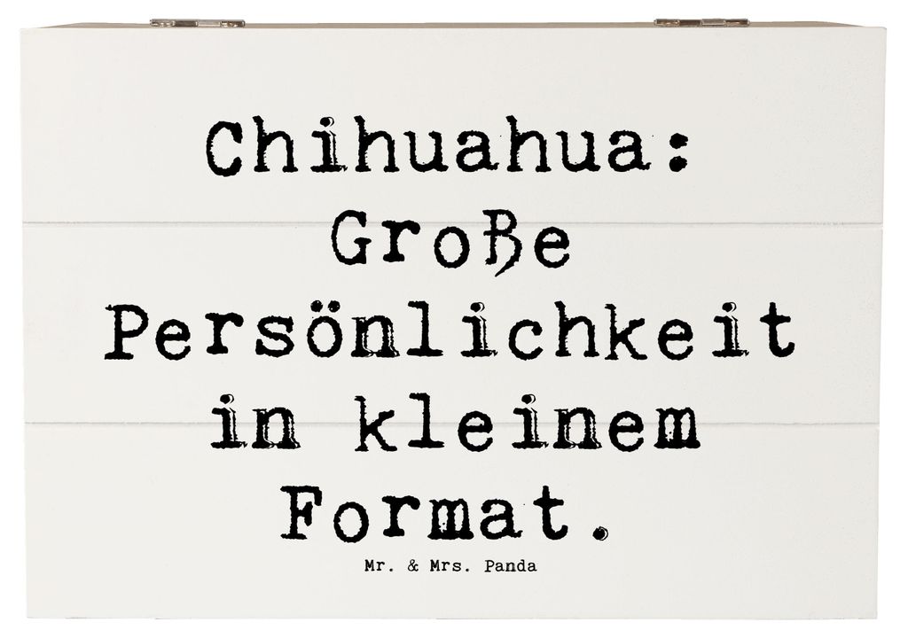 Mr. & Mrs. Panda Holzkiste Spruch Chihuahua Persönlichkeit 22 x 15 cm - Weiß - Geschenk, Hunderassen Eigenschaften, Truhe, Hunderasse, mit Deckel...