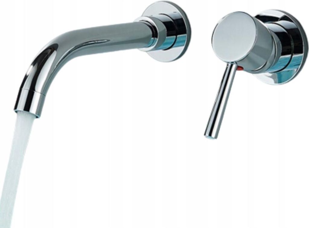 Waschbeck armatur, Wasserhahn Bad Slim Tube, Verborgen, Wandmontage, Silberchrom, Hochdruck, mit Regulierung von Wasserfluss und Wassertemperatur