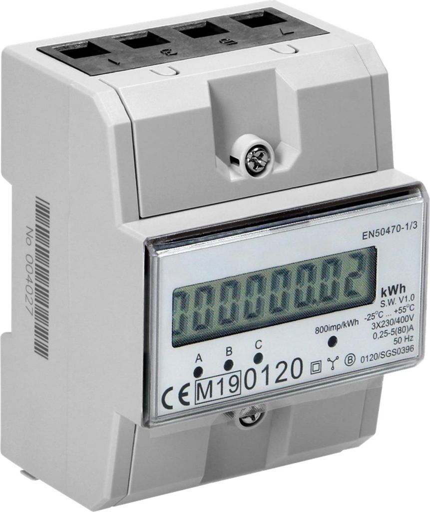 ORNO 3-phase electricity meter  80A  MID  3 modules  DIN Image du produit 