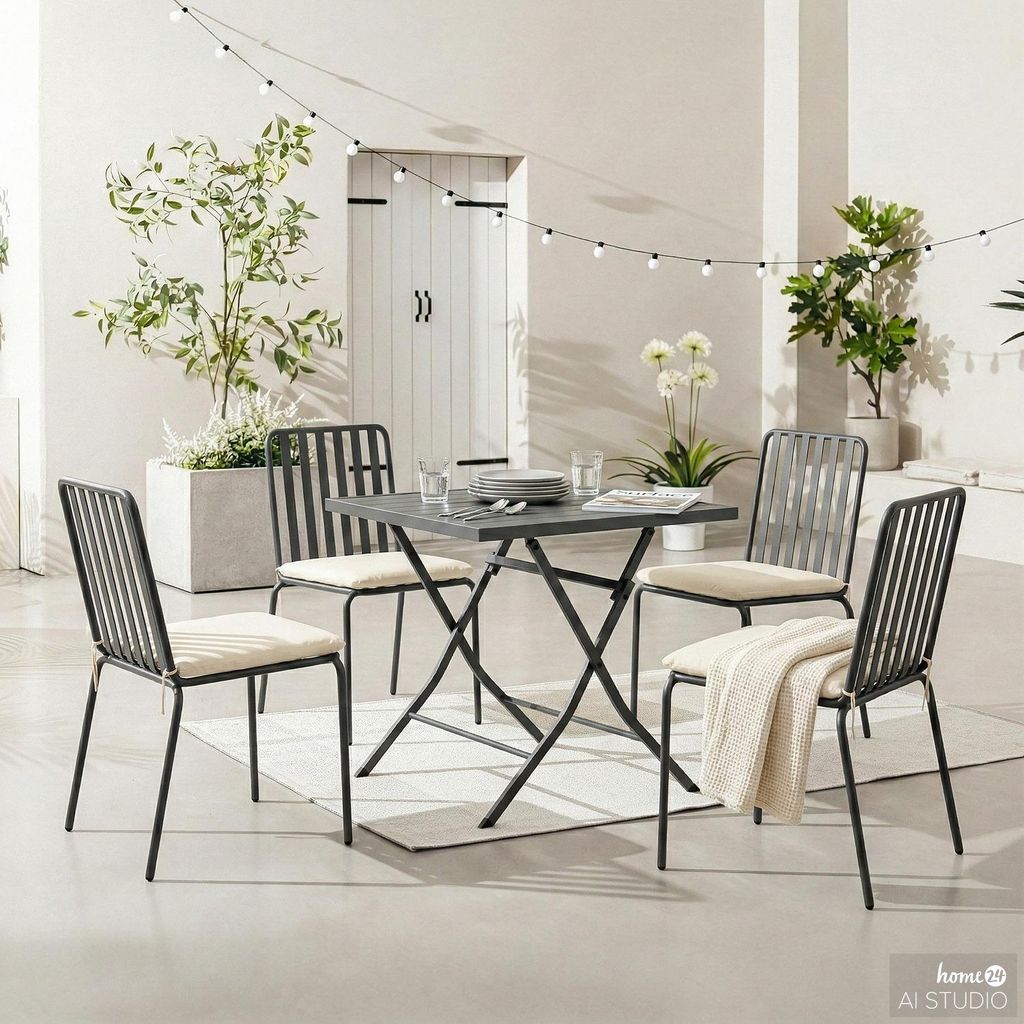 GARTENESSGRUPPE - 5-teilig - Stahl - Taupe