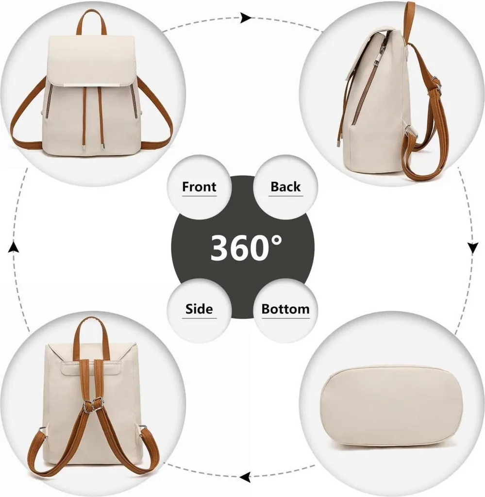 Petit sac à dos femme étanche noir anti-pluie en cuir synthétique souple