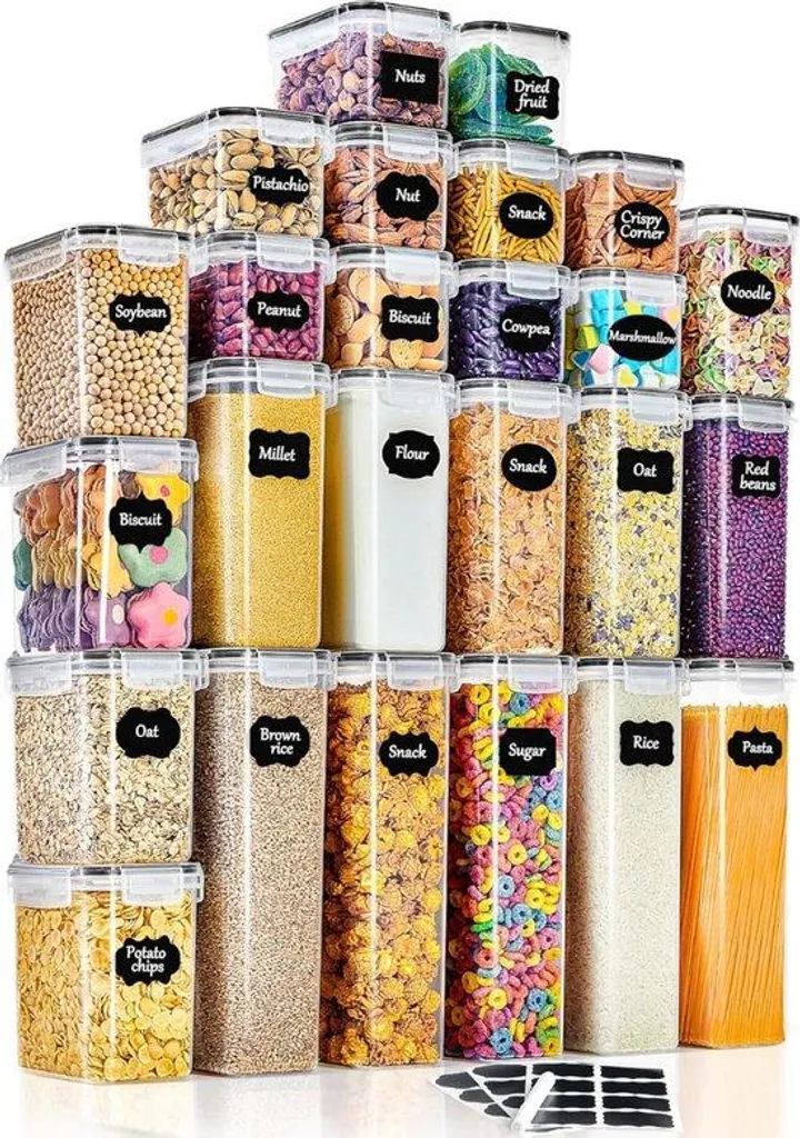 Boîtes hermétiques empilables en plastique, lot de 25 pour vrac et cuisine