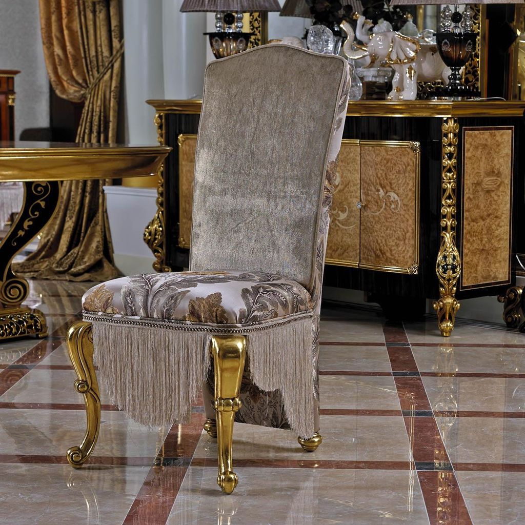 1x Stuhl Thron Sessel Set E61 Esszimmer Designer Holz Antik Stil Barock Rokoko