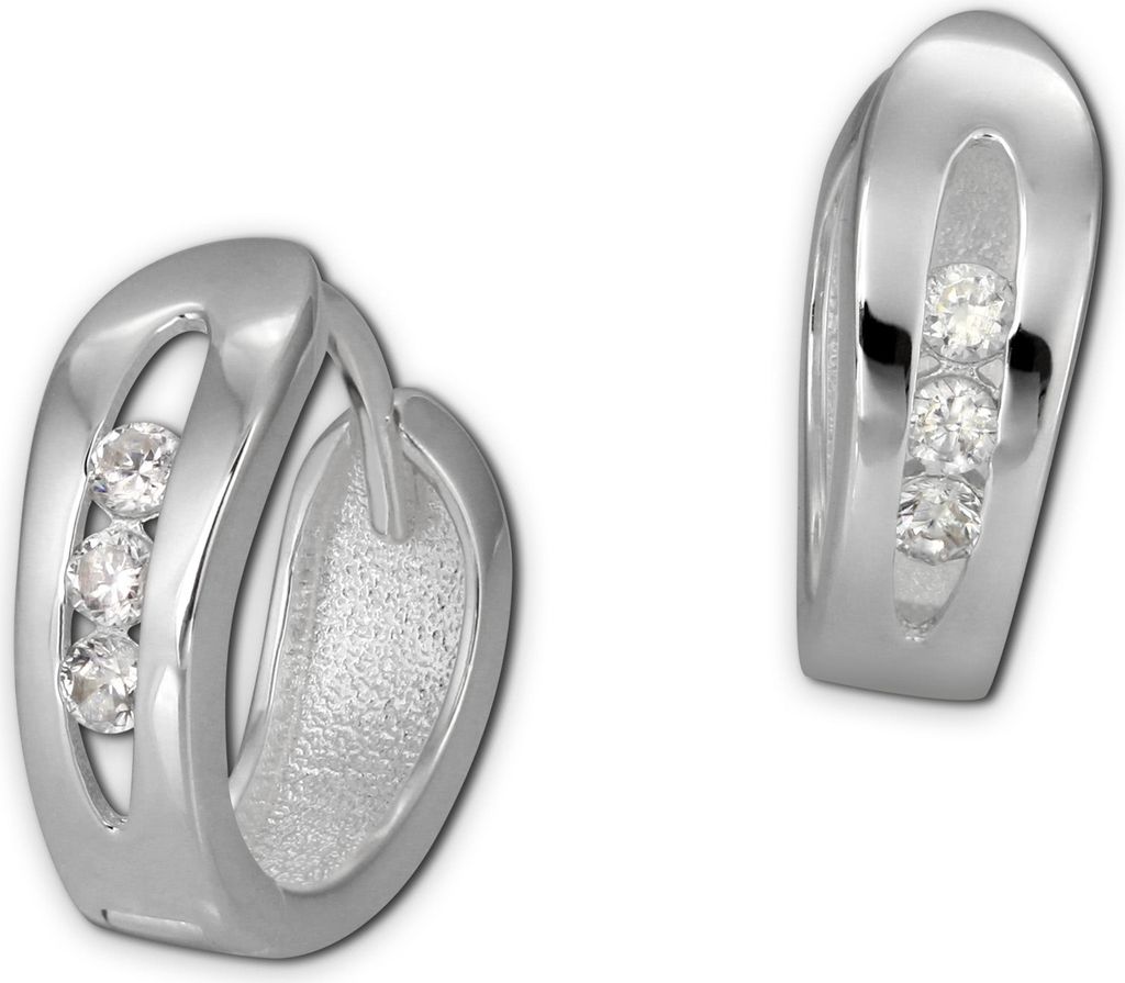 SilberDream Creolen für Damen 925 Silber weiß Zirkonia Ohrringe 14mm SDO396W