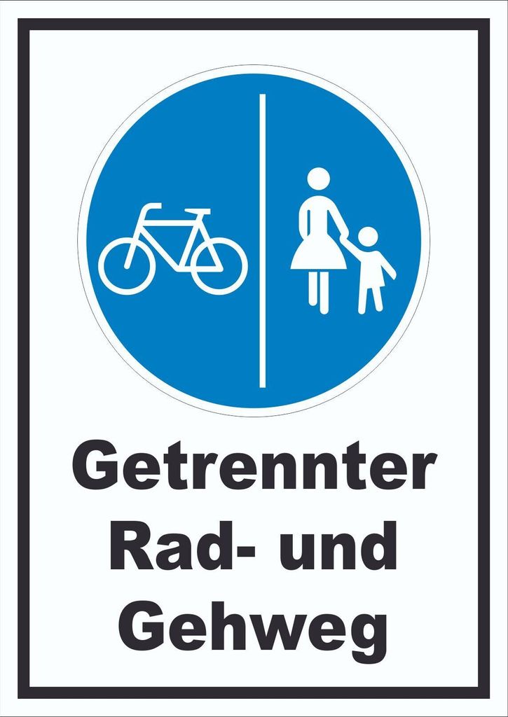 Schild Getrennter Rad- und Gehweg A2 (420x594mm)