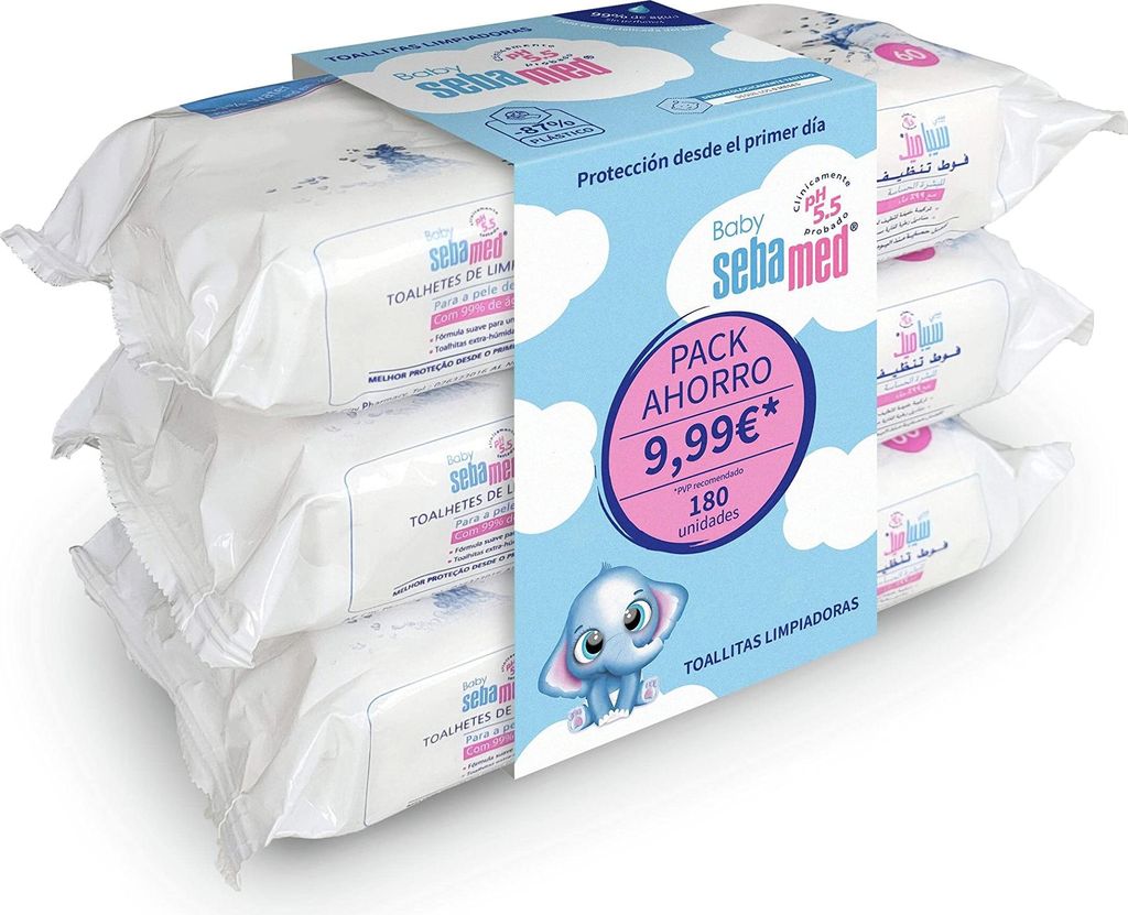 Sebamed Baby-Reinigungstücher, Charge 3 x 60 Produktbild 