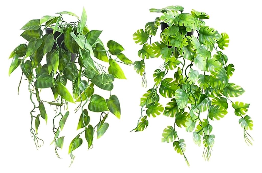 Künstliche Pflanze mit Topf, 40 cm, 42 cm, für Innen- und Außenbereich, Dekoration für Küche, Garten, Büro, Flur, 2 Stück