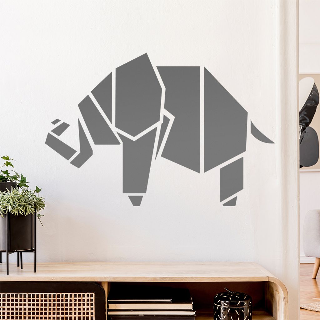 Papierfalten Elefant Wandtattoo Wandaufkleber Wall Sticker - Dekoration, Küche, Wohnzimmer, Schlafzimmer, Badezimmer