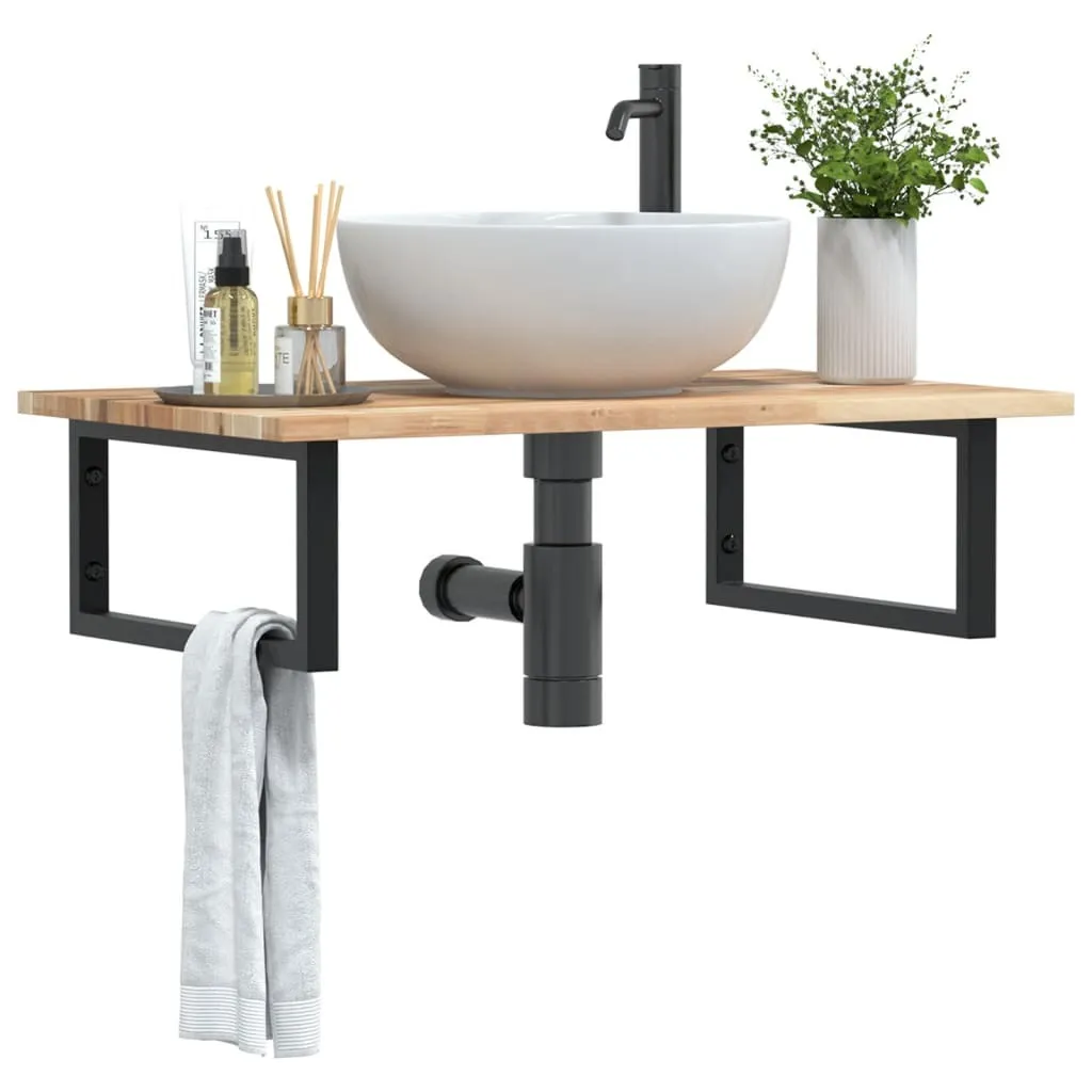Best Möbel Mensola per lavabo a parete in acciaio e legno d'acacia - armadi a specchio CL1750484 2parti