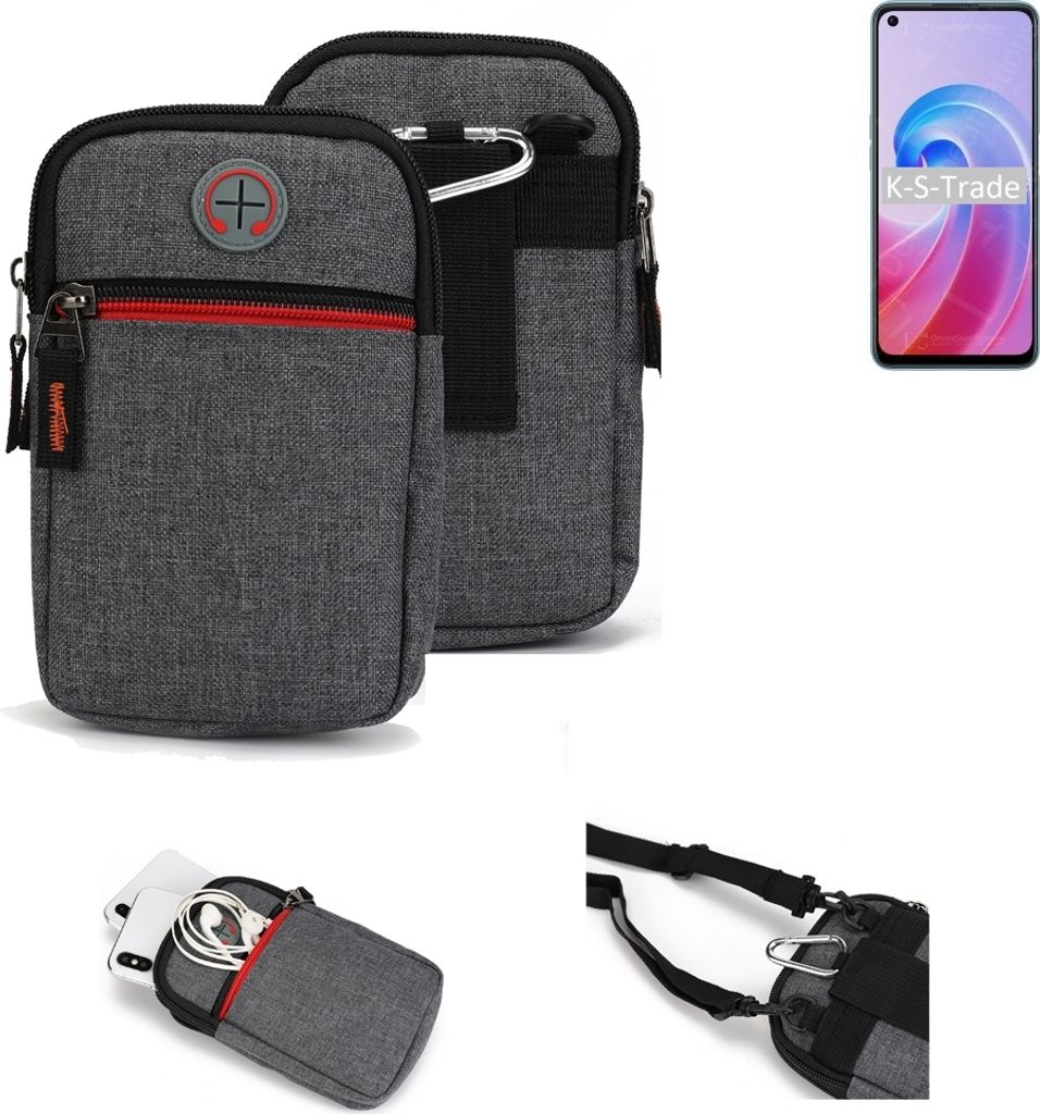 K-S-Trade Holster Gürteltasche kompatibel mit Oppo A96 Handy Tasche Schutz Hülle grau Zusatzfächer 1x