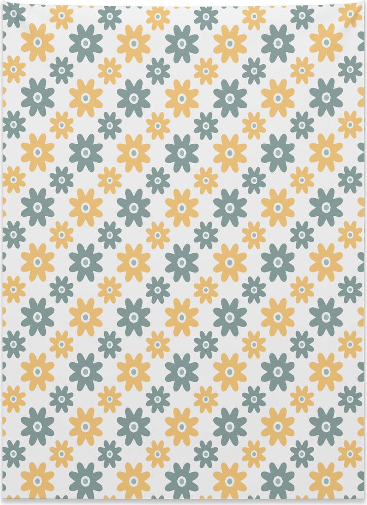 Abakuhaus Garten Wandteppich, Niedliche Retro Gänseblümchen aus Weiches Mikrofaser Stoff Kein Verblassen Klare Farben Waschbar, 110 x 150 cm, Man...