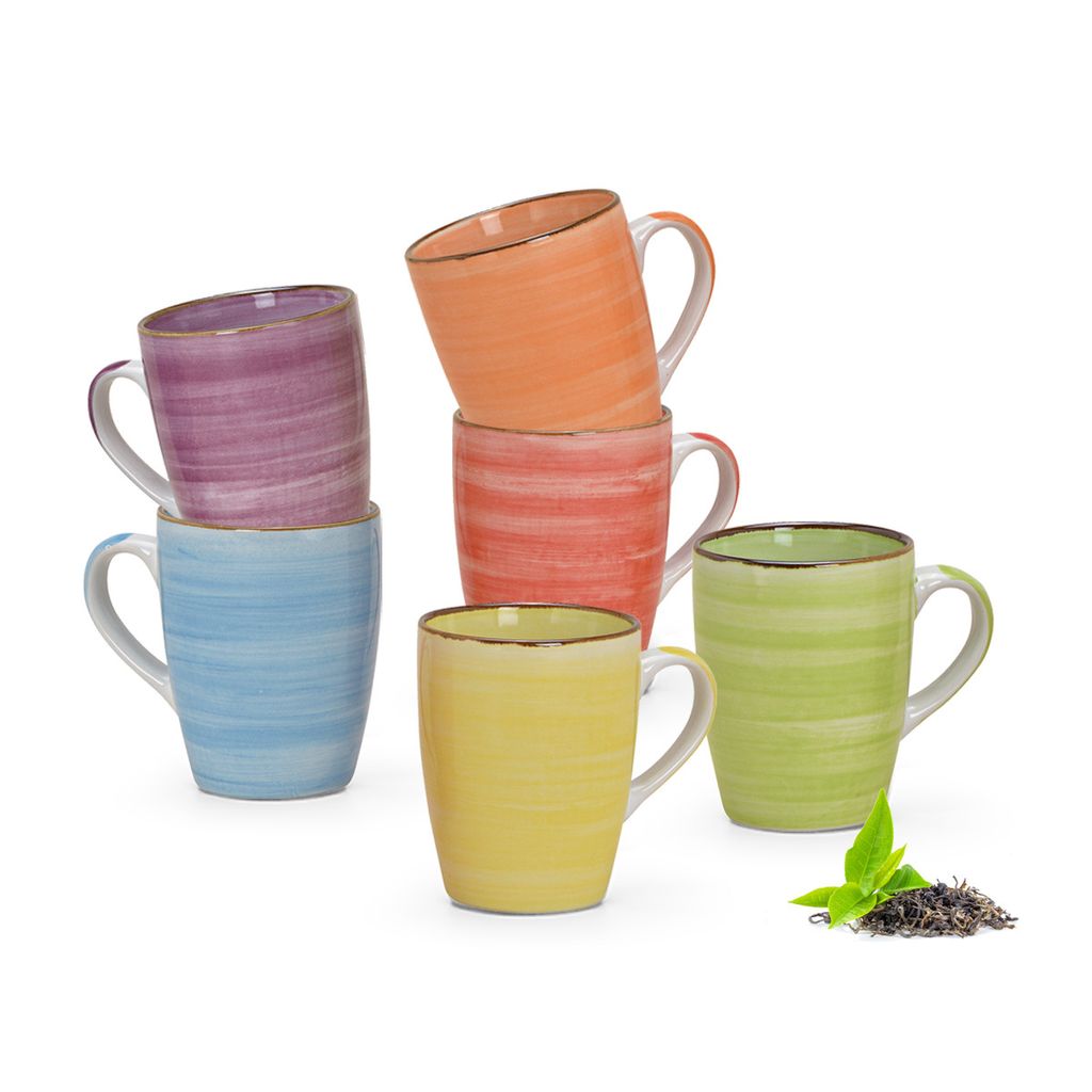Kaffeebecher 36er Set einfarbig modern Vintage - wie bemalt