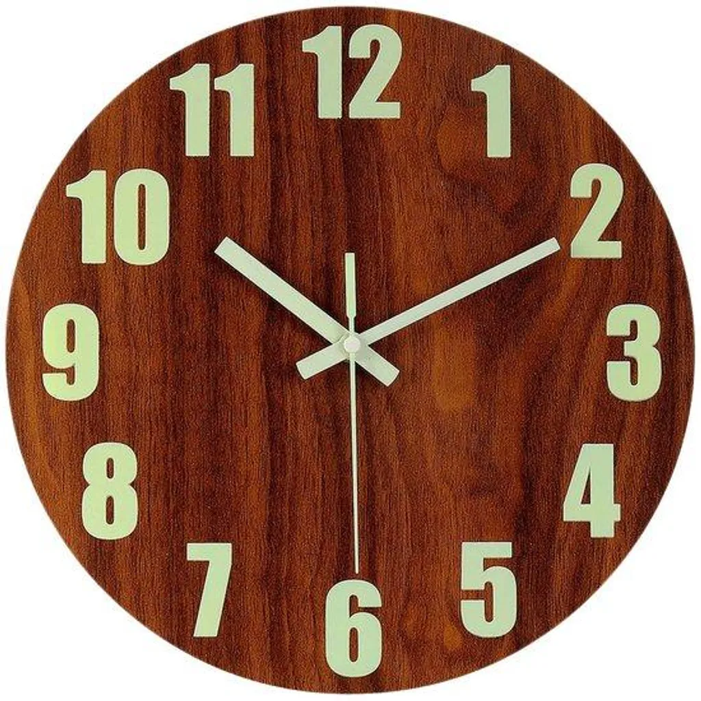 Horloge murale lumineuse en bois 30 cm - Pendule silencieuse à piles
