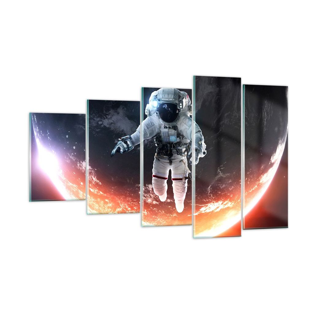 Bilder auf glas - Kosmonaut Weltraum - 100x60cm - Glasbilder - Wandbilder - Kunstdruck - zum Aufhängen bereit - Wanddekoration aus Glas - Glas Bil...
