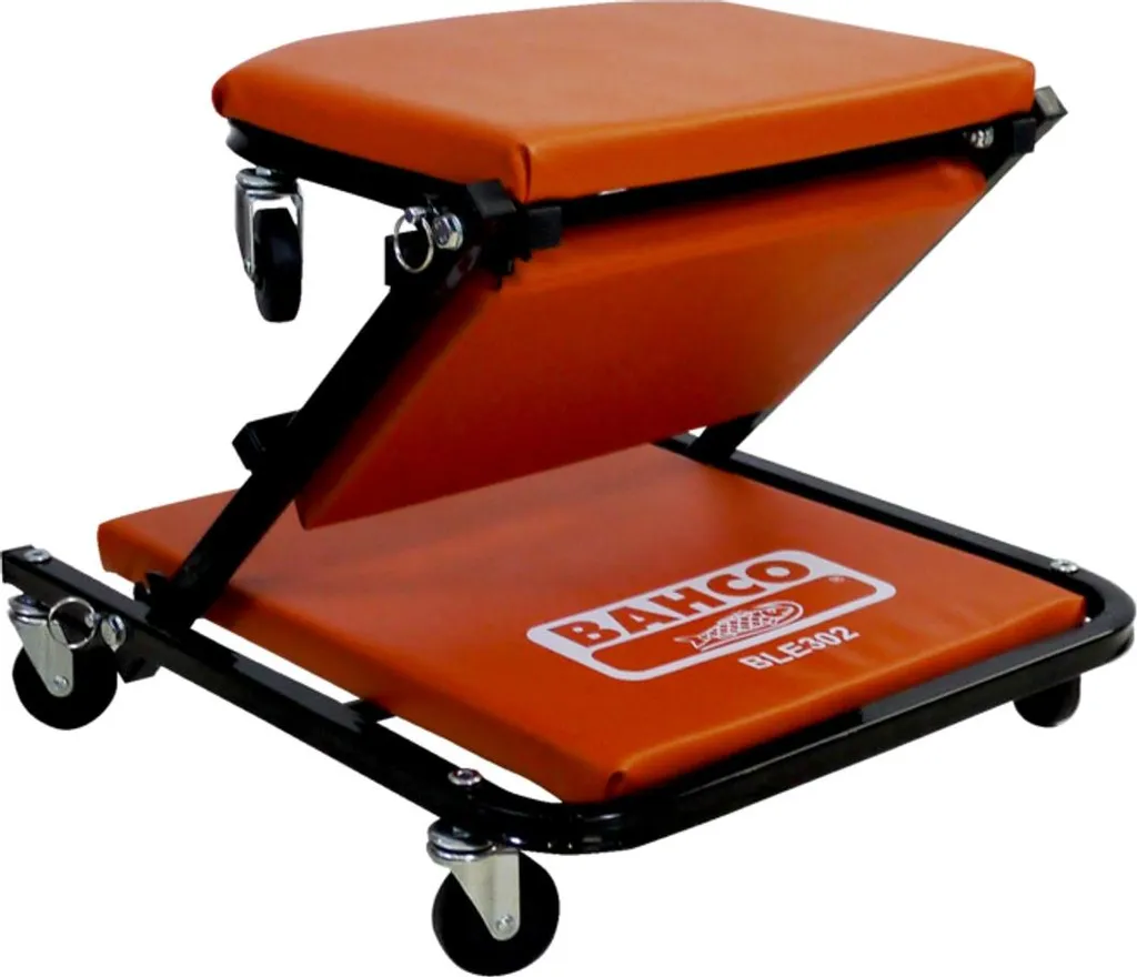 Bahco BLE302 Siège de travail et table à roulettes 2-en-1 robuste