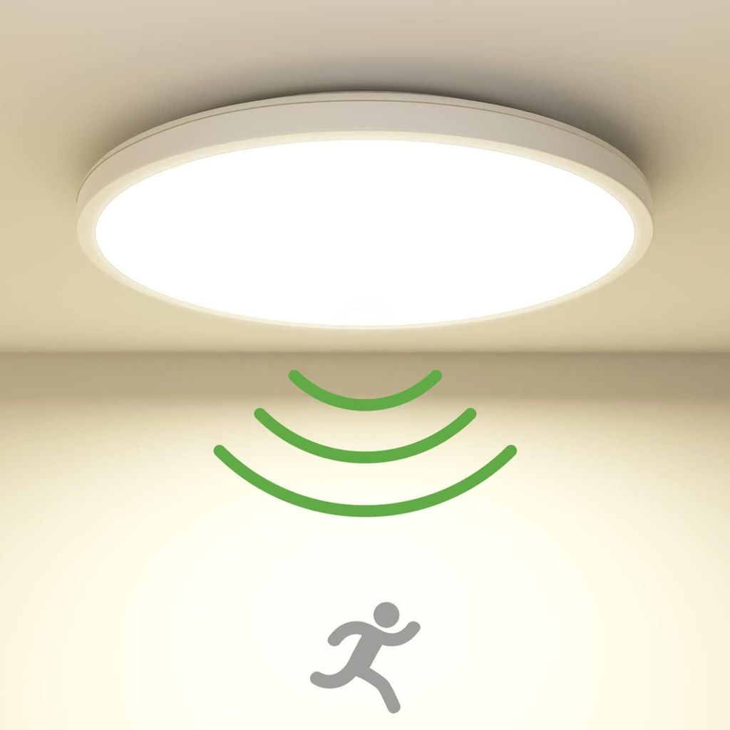 Deckenleuchte, LED Deckenleuchte mit Bewegungsmelder, 18W 4000K 22cm Modern Deckenleuchten für Schlafzimmer Treppenhaus Küche Wohnzimmer Büro Flur