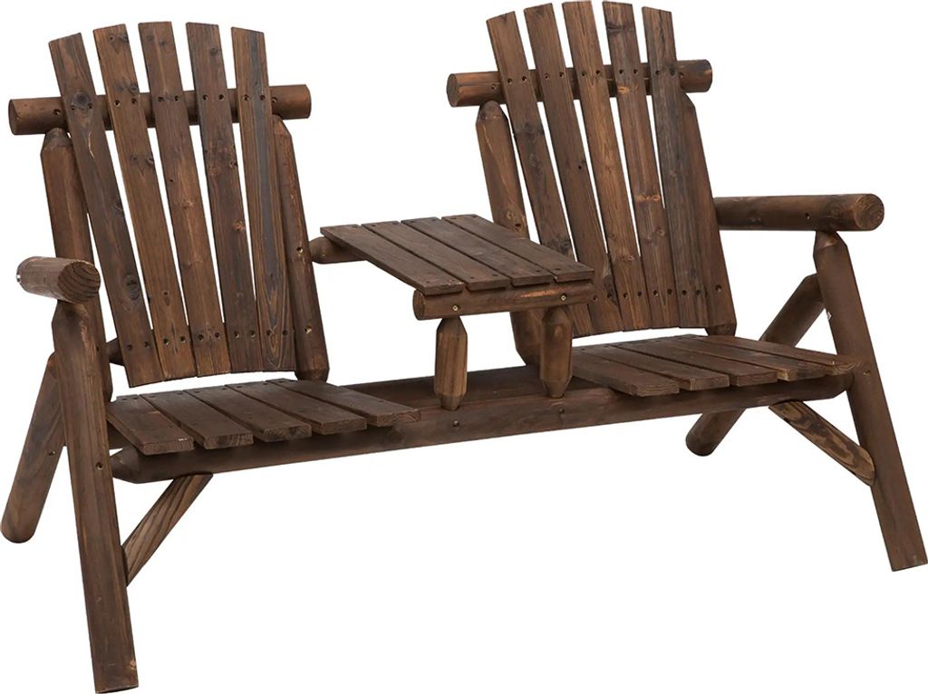 Sweiko Gartenbank mit Tisch, Gartenmöbel, Sitzbank, 2 Stühle, Massivholz, Braun, 157 x 88 x 103 cm