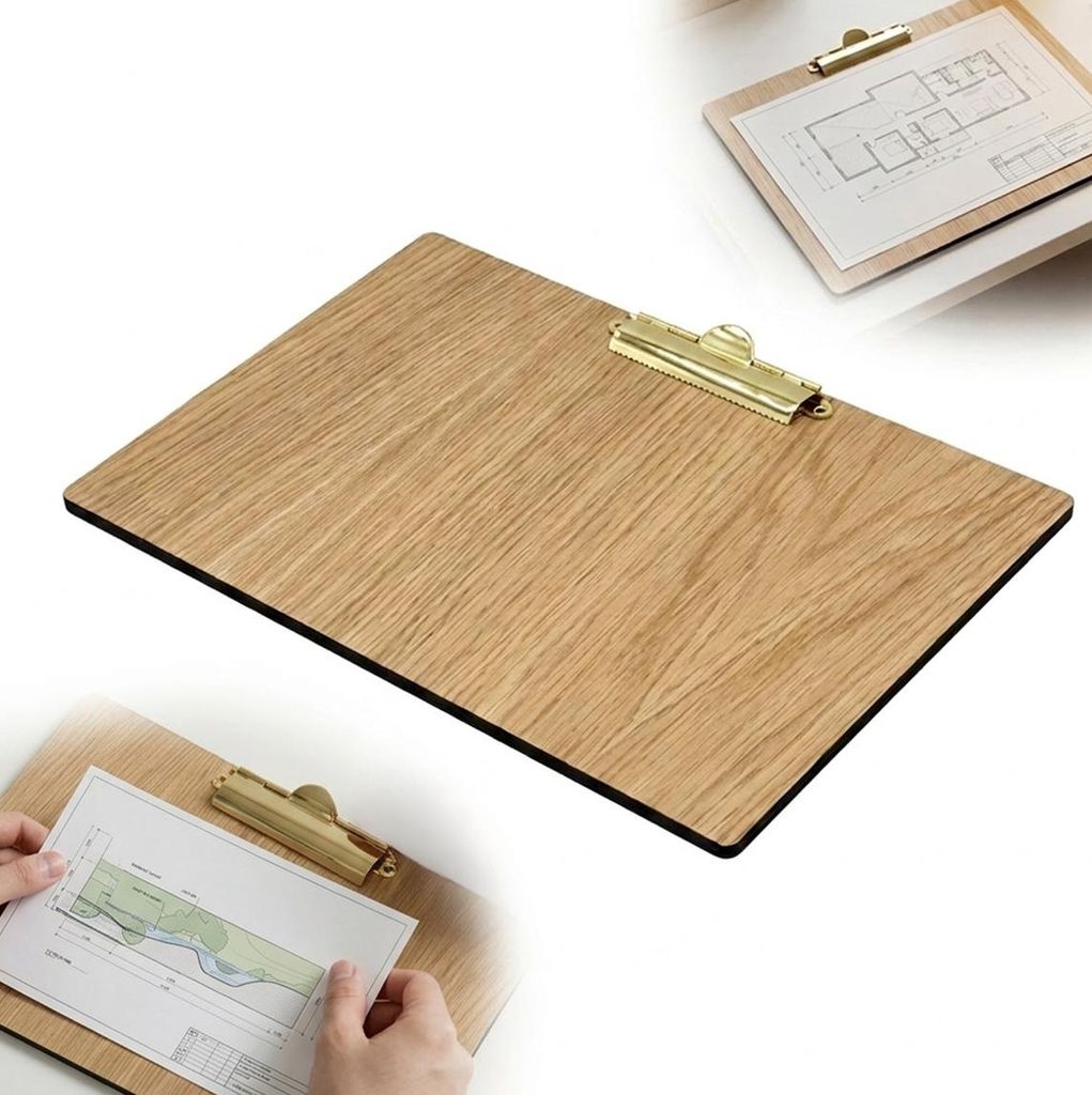 CLIPBOARD A4 horizontálny, z dubovej preglejky, podložka so Obrázok produktu 