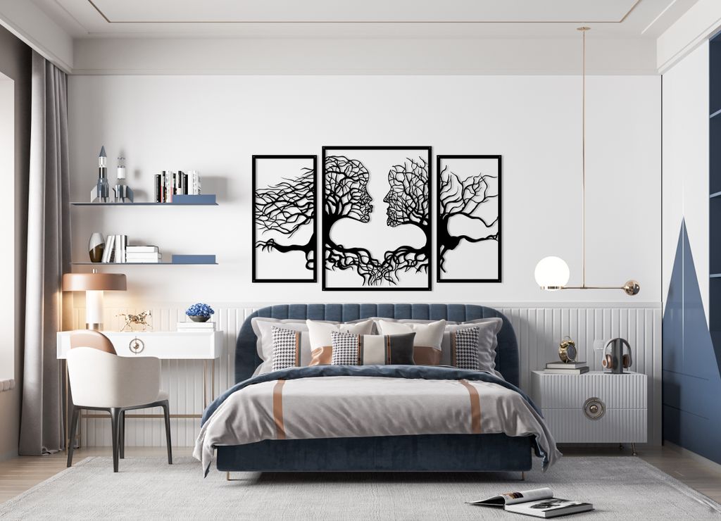 Outentin Moderne Wanddeko wohnzimmer holz-aesthetic Wall decoration -3d Wanbild - Wandskulpturen - Große Wand Dekoration in Schwarz - 50 x 86 cm (...
