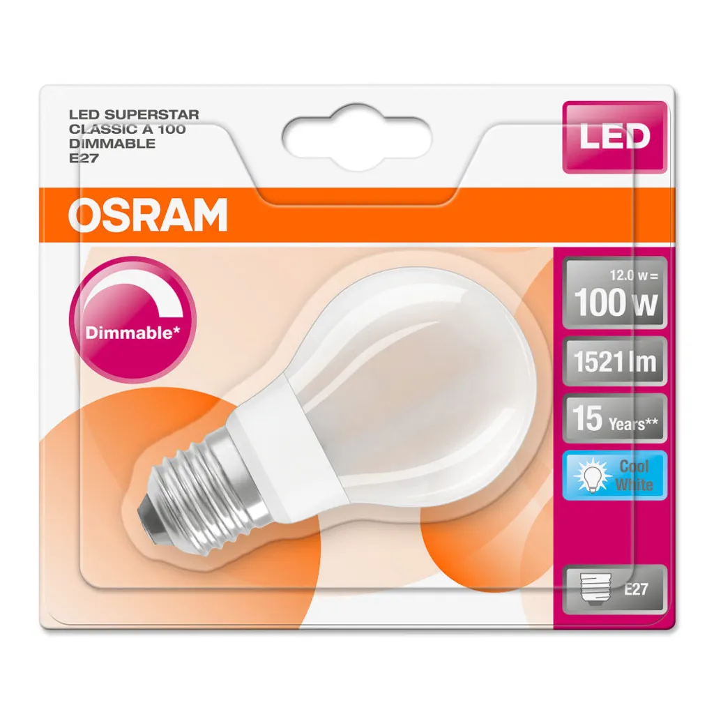 Ampoule LED Filament OSRAM E27 12W (100W) Blanc Froid 4000K Réglable Mat - 11
