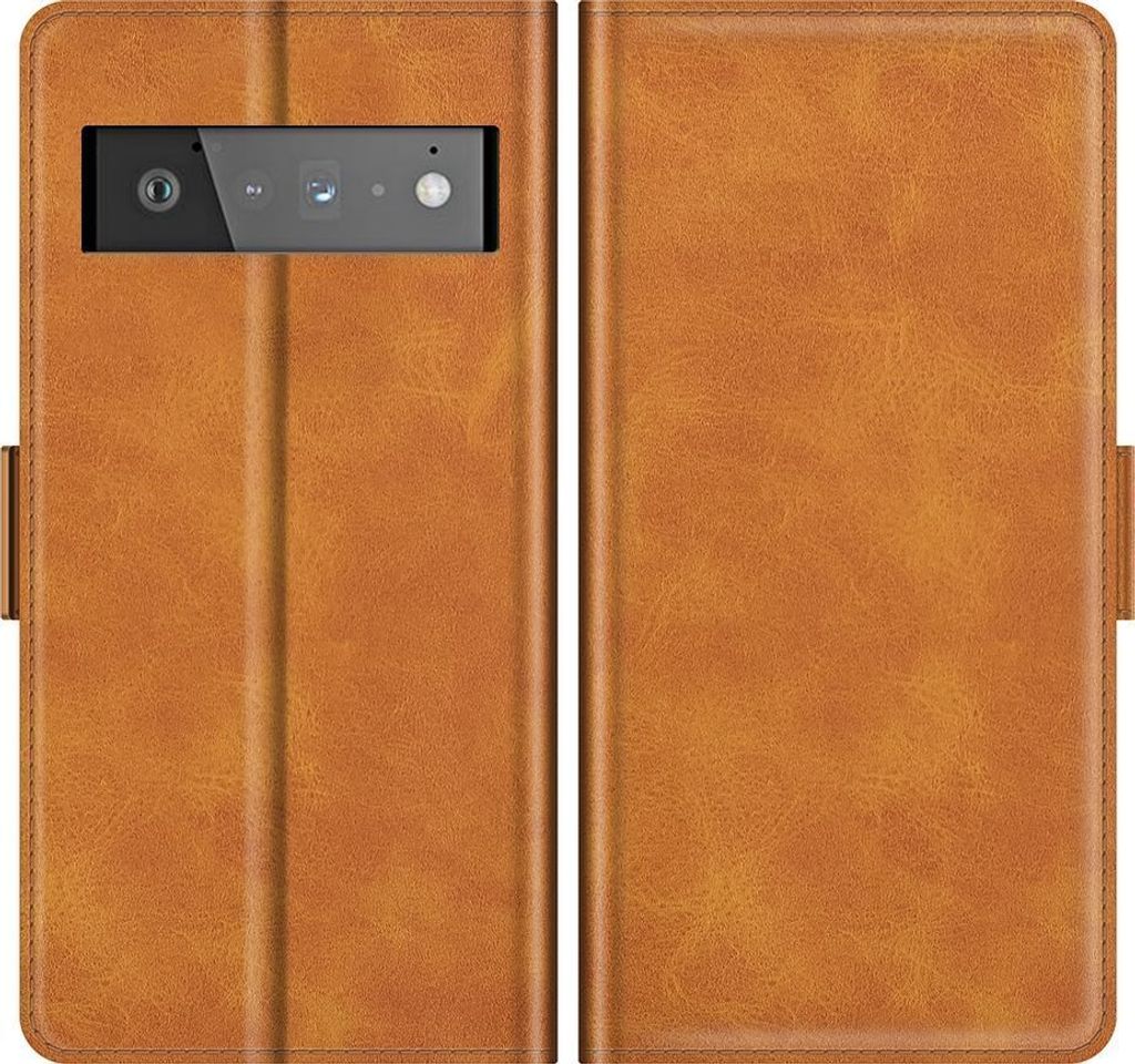 Mobigear Slim Magnet Google Pixel 6 Pro Hülle Klapphülle Geldbörse - Cognac