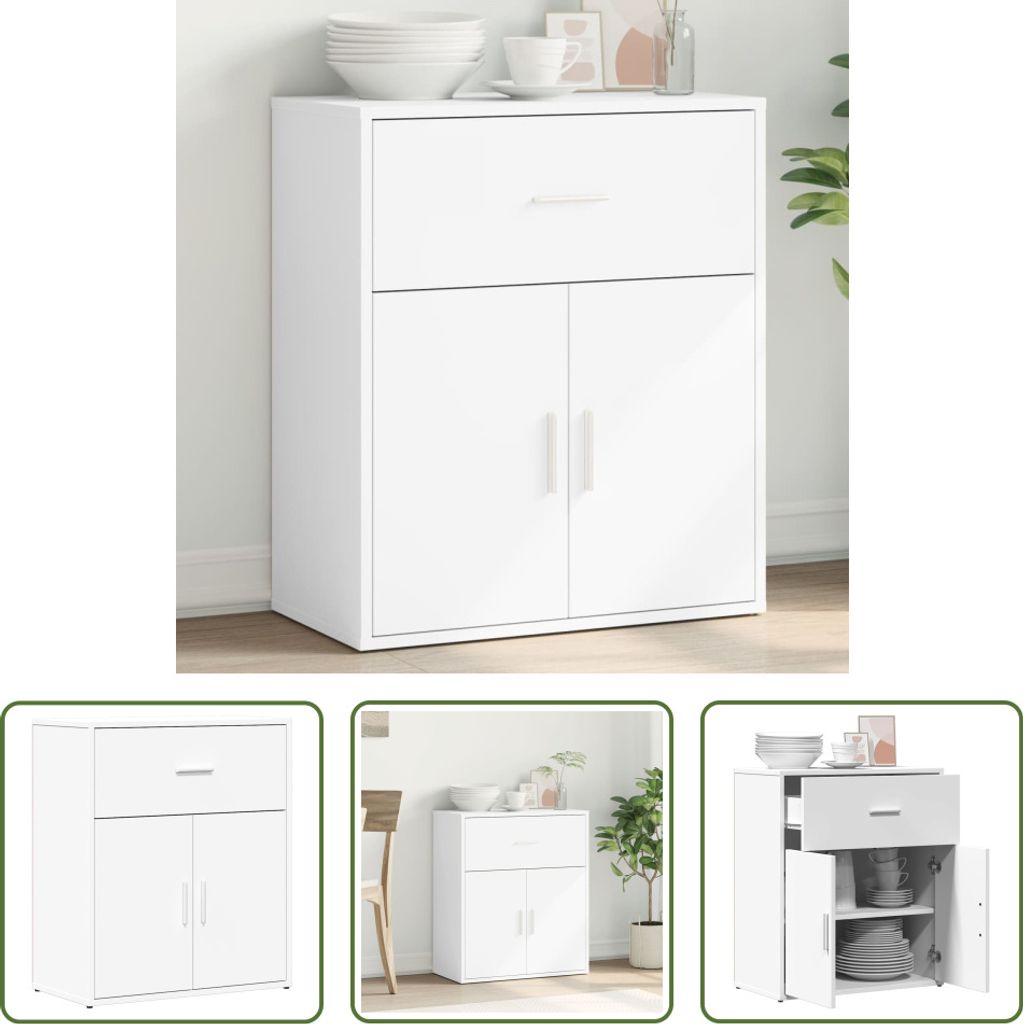 The Living Store Sideboard Weiß 60x31x70 cm Holzwerkstoff