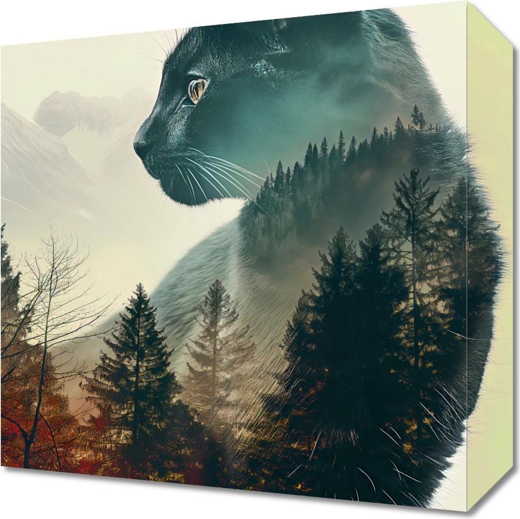 Bild 30x30cm Katzengeist des Waldes