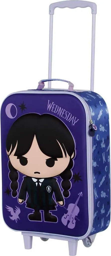 Sac à Dos à Roulettes Fille Wednesday Violet Idéal pour Rentrée Scolaire