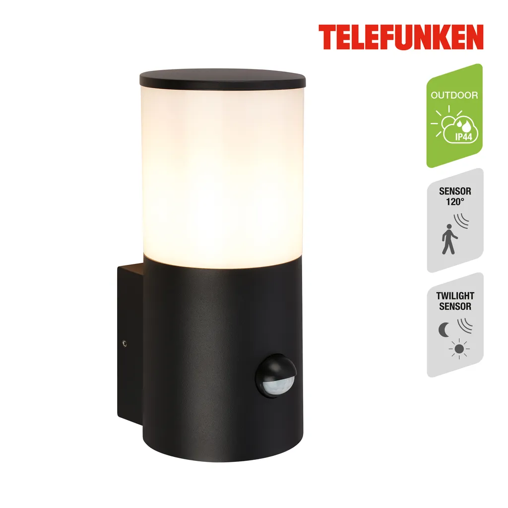 Éclairage Extérieur Automatique LED pour Entrée et Garage Noir 24cm
