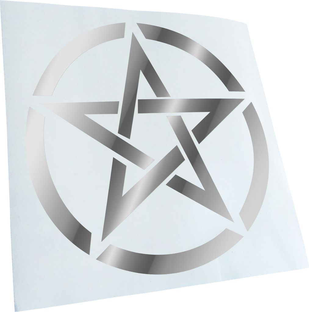 Kiwistar - Autoaufkleber - Chrom - 40 x 40 cm - Pentagramm - Heckscheibenaufkleber - Aufkleber für Auto Kfz Fahrrad, LKW, Truck Mofa