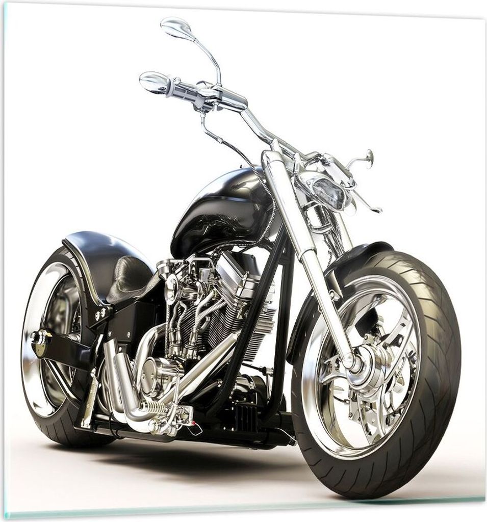 Bilder auf glas - Motorrad Motor Geschwindigkeit Chrom - 70x70cm - Glasbilder - Wandbilder - Kunstdruck - Wanddekoration aus Glas - Glas Bilder - W...