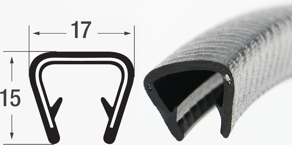 KS9-12S Kantenschutzprofil schwarz Klemmbereich 9-12 mm / Produktbild 