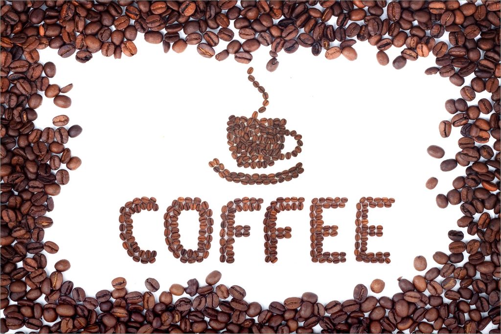 Wallario selbstklebendes Poster - Kaffee Schrift aus Kaffeebohnen, Größe: 61 x 91,50 cm