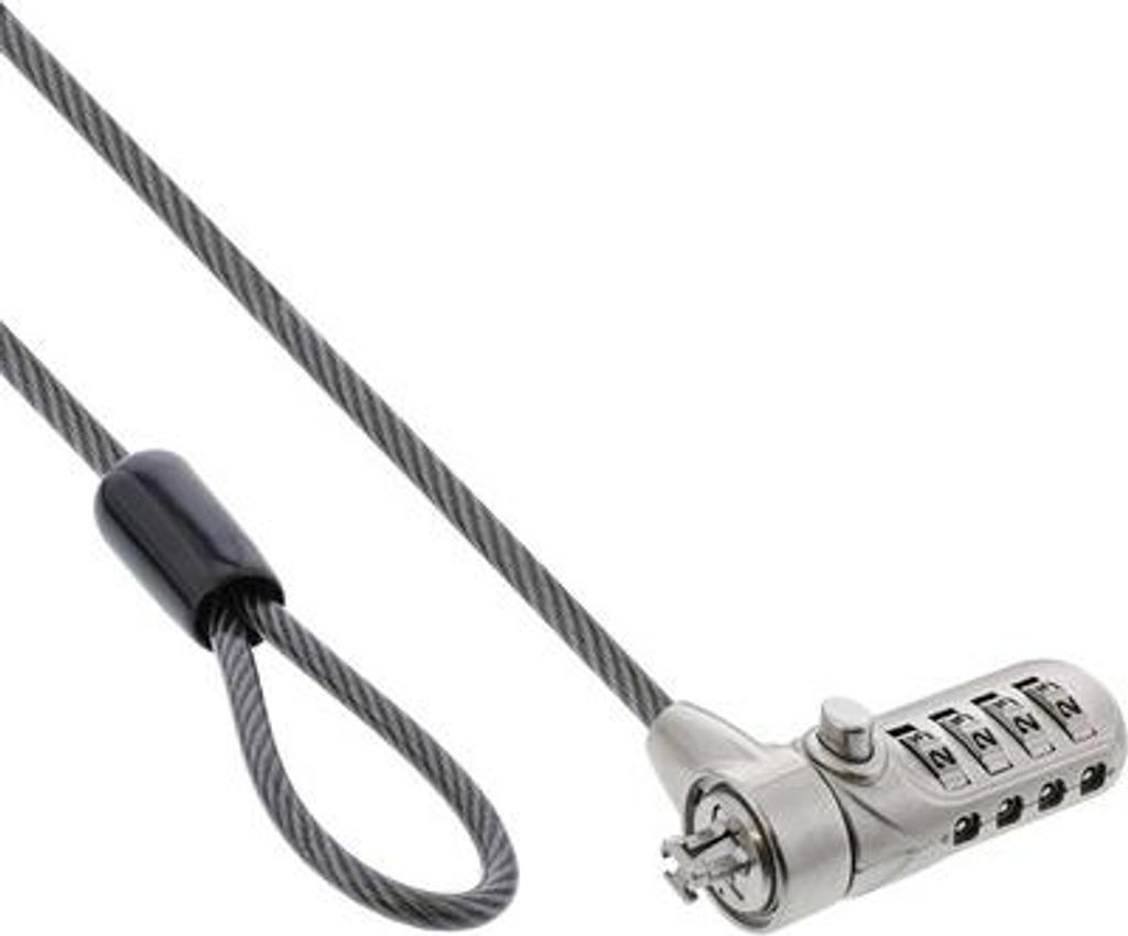 InLine Notebook Sicherheitsschloss, mit Zahlenkombination, 4,4mm x 2m, 2 m, Zahlenschloss